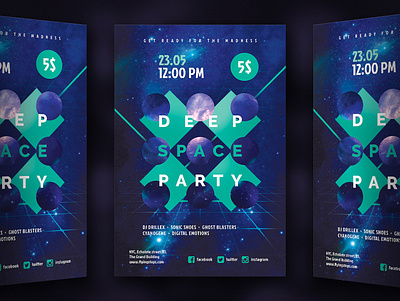 Deep Space Party FLyer cells cosmos deep flat flyer galaxy interstellar milky party planet space star stars way