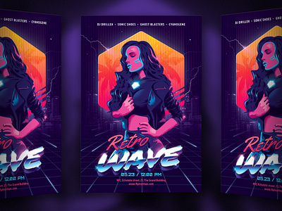 New Retro Wave Party Flyer