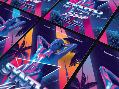 Synth Retro Wave Party Flyer