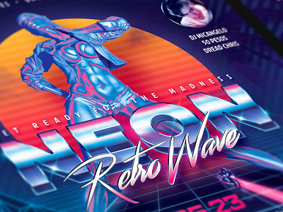 Neon Retrowave 80s Party Flyer