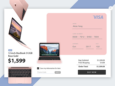 Daily UI #002 — Credit Card Checkout apple checkout creditcard daily dailyui mac macbook pink rosequartz serenity ui ux