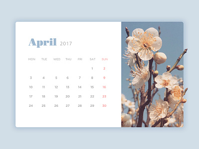 Calendar april calendar flower mume spring