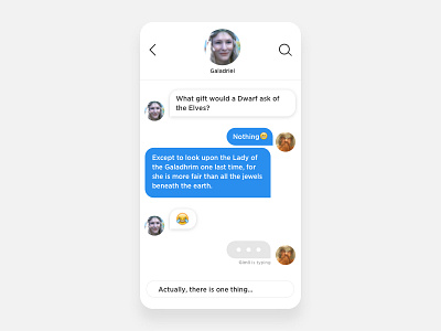 Gifts of Galadriel | Direct Message — Day 013 #dailyui app chat daily design fellowship gimli lotr ui