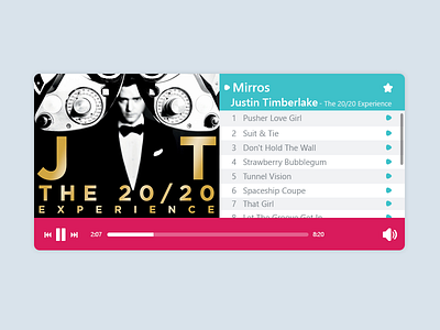 Music Player - Colors blue buttons design music photoshop player red screen ui ux widget