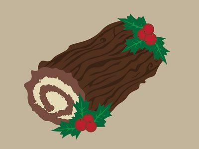 Festive Yule Log cake christmas design festive illustration log logo