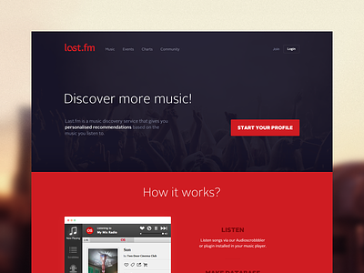 Last.fm redesign design for fun homepage landing page last fm redesign web website