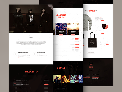 VEES - band website redesign audio player band homepage landing page music shows store website