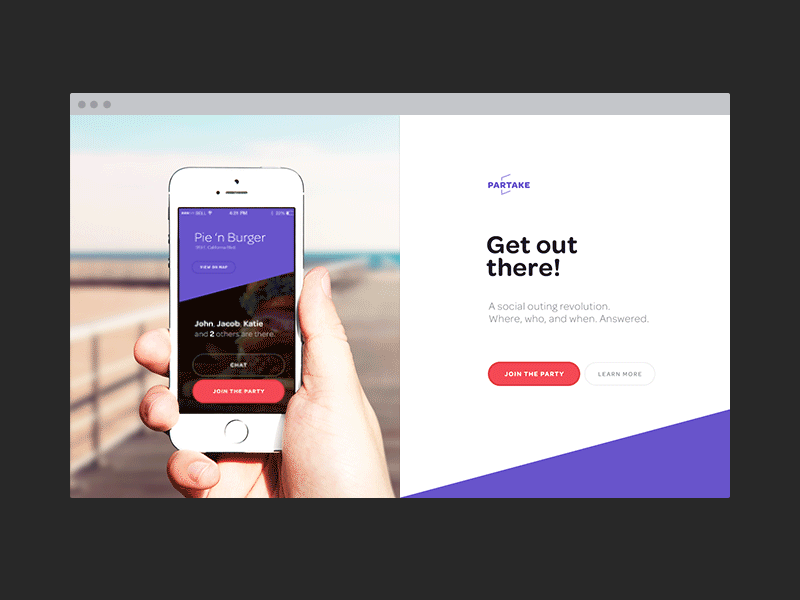 Partake landing page