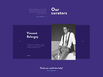 Curators page books curator design detail subpage subscription webdesign website