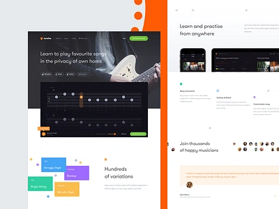 Tunefox 🎸 app design guitar ios landing page learning webdesign website