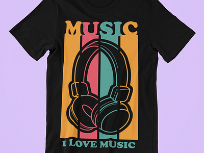 T-SHIRT---MUSIC ♫ design graphic headphone i love music illustration logo photoshop t shirt t shirt design t shirt illustration typogaphy