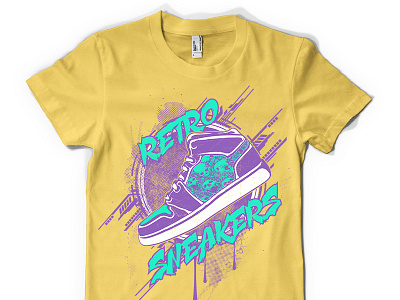 T-SHIRT---RETRO SNEAKERS addict basket clothing nike pastel shoes sneakers t shirt t shirt design t shirt illustration vintage vêtements wear