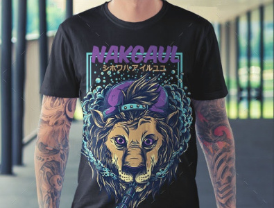 T-SHIRT---NAKGAUL anime design graphic illustration japan lion manga photoshop t shirt t shirt design t shirt illustration tattoo tiger tigre