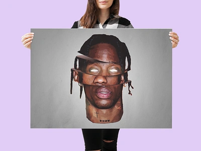 TRAVI$ SCOTT ---[T-SHIRT/POSTER] affiche artwork astro world design digital art head hiphop illustration photoshop poster rap us rapper rodeo sliced t shirt t shirt design trap travis scott wear