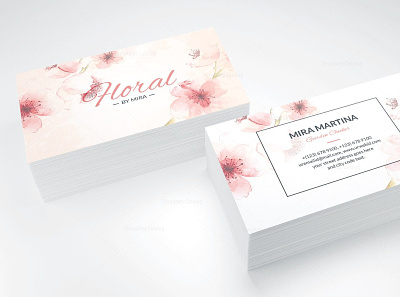 VISIT CARD ---Floral carte de visite design fleurs floral graphic illustration logo photoshop roses visit card