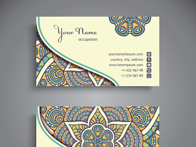 CARTE de VISITE---Mandala/Etnic carte de visite design graphic illustration inde indian logo mandala photoshop visit card éthique