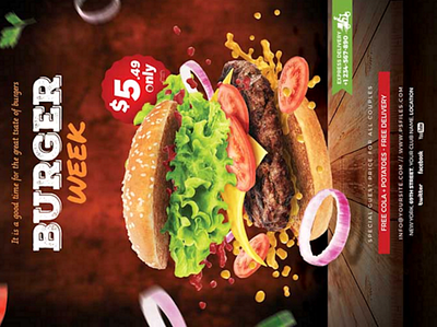 FLYER---Burger advertising flyer burger design fastfood food graphic illustration logo photoshop pub restaurant