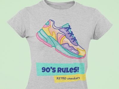 T-SHIRT---SNEAKER [RETRO] 80s 8bit addict digital art geek nike retro shoes sneaker t shirt vintage