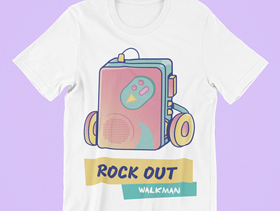 T-SHIRT---WALKMAN [RETRO] 16 bit 80s cd fille girl music retro roller vintage