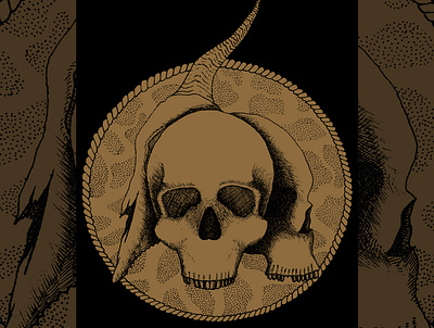 3 skull album artwork band cover crosshatching design hatching illustration logo pointilism