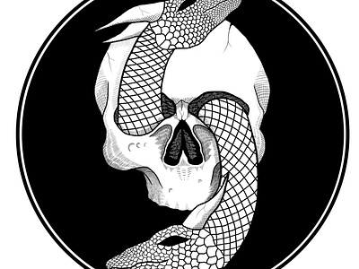 Skull Naga art artwork band branding color cover crosshatching design digital digital art digital illustration dragon graphic design hatching illustration logo skull tshirt
