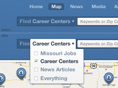 Find dropdown map missouri navigation search