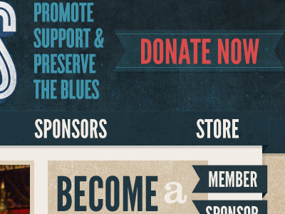 Promote, Support & Preserve The Blues blue blues cyclone donate league gothic navigation ribbon