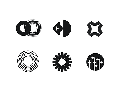 Logo options for a project. Main theme is the sun.