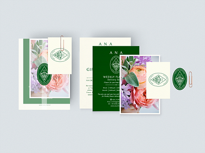 Gift certificat for floristic shop ANA Florist. boutique certificate fashion florist flowers minimal mockup print design print designer