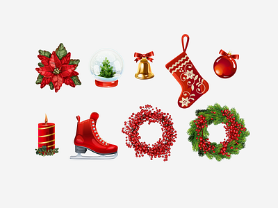 Old Christmas icon set.