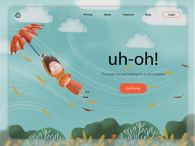 404 Page Not Found 404 404 error page characterdesign design illustration kid procreate ui umbrella vector web website windyday