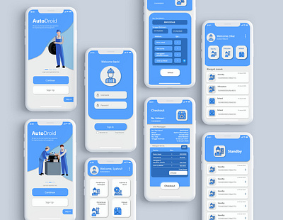 AutoDroid Mobile App app flat illustration ui ux