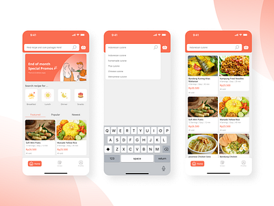 Grocery and Recipe App - Home Page Customer food app food delivery app food packages grocery app home page online grocery packages ui design ux design