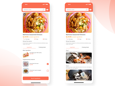Grocery and Recipe App - Product Detail Page cooking guide grocery grocery app online grocery product product detail product detail page recipe ui ui design