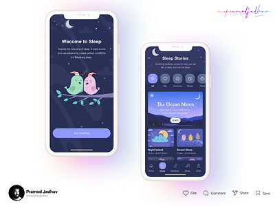 Sleep App Concept Design adobe adobe xd app design branding delivery designer figma illustration sleep typography ui ux ui ux designer