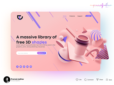 3D Shapes library branding delivery design designer figma illustration logo typography ui ux