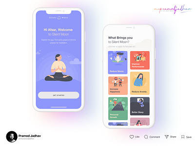 Meditation App Concept branding delivery design designer figma illustration logo typography ui ux