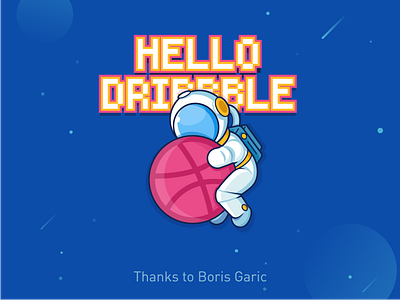 Hello Dribbble astronaut illustration typography vector
