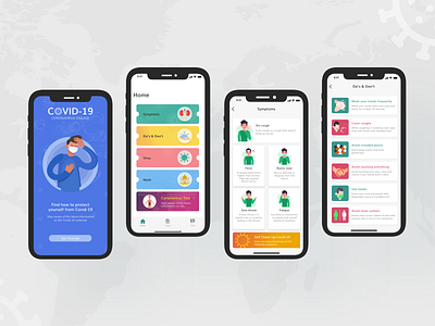 COVID 19 (Coronavirus disease) app design illustration logo ui ux