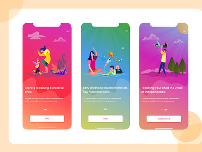 First step Walkthrough screens (Pre school app design)