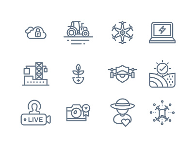 Drone Related Icons badge design desktop flat icon illustration ui ux vector web