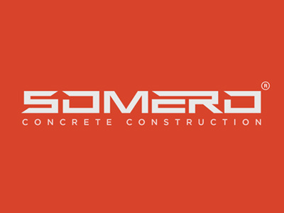 Somerican concrete construction font geometric logo orange