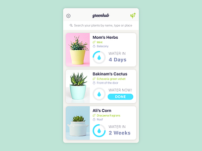 Greenhub Home grass green herbs icon ios mobile natural organic plant app pot reminder water