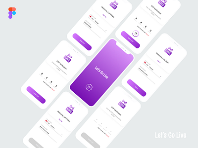 Let's Go Live App Screens Design - 1 on boarding sign up