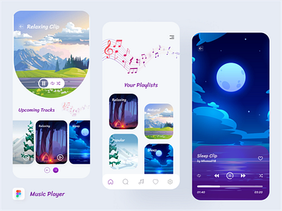 Music Player App Design app design ios music natural playlist relaxing screen template uiux