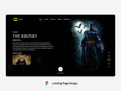 Landing Page Design 1 batman clean design landing marvel movie page screens template ui ux video