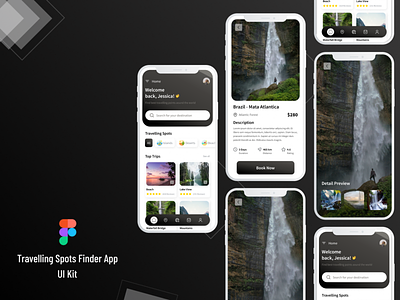 Travelling Spots Finder App Design apps camping clean designs ios outing screens spots finder templates travelling uiux