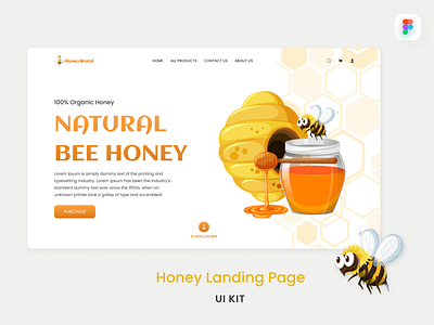 Honey Landing Page bee clean design ecommerce honey landing page screen template ui ux