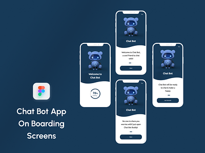 Chat Bot App Onboarding Screens app bot chat clean design ios minimal on boarding screens template ui ux