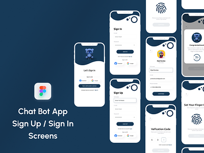 Chat Bot App Sign Up/ Sign In Screens app bot chat clean design ios minimal sign in sign up template ui ux